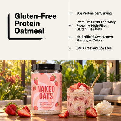 naked oats strawberry cream protein oatmeal infographic