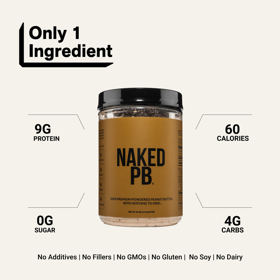 naked pb peanut butter powder with 9 g protein