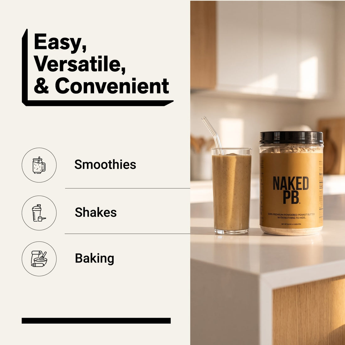 naked pb for smoothies, shakes and baking
