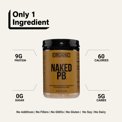 naked pb organic peanut butter powder with 9 g protein