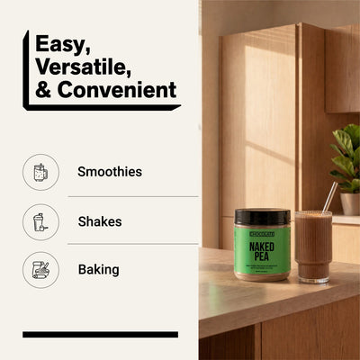 naked pea chocolate for smoothies, shakes and baking