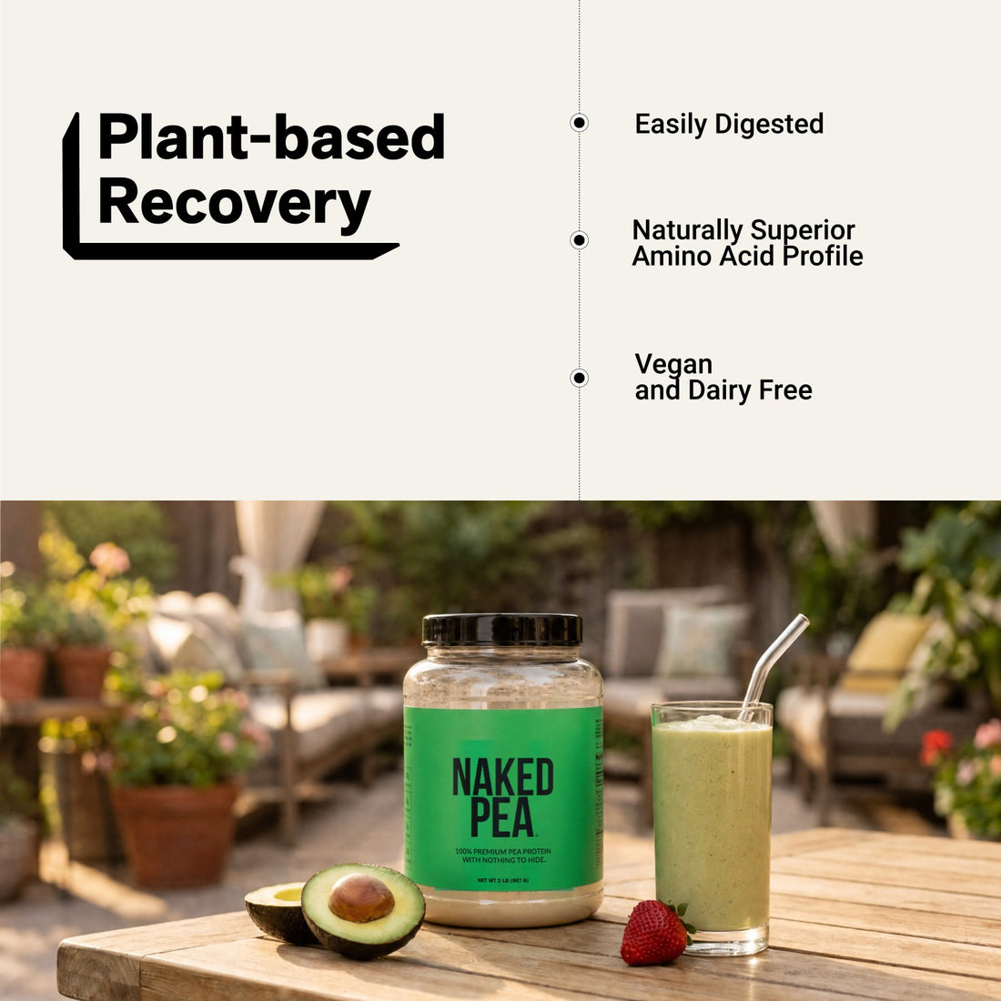 naked pea unflavored plant-based recovery infographic