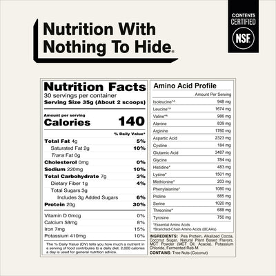 naked shake chocolate nutrition facts and amino acid profile