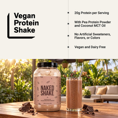 naked shake chocolate vegan protein shake infographic