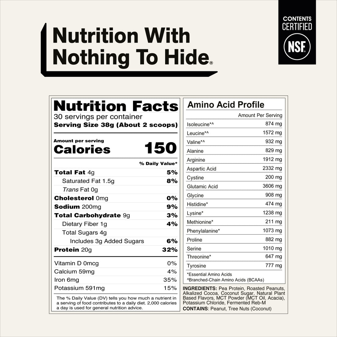naked shake chocolate peanut butter nutrition facts and amino acid profile