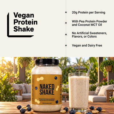 naked shake peanut butter blueberry vegan protein infographic