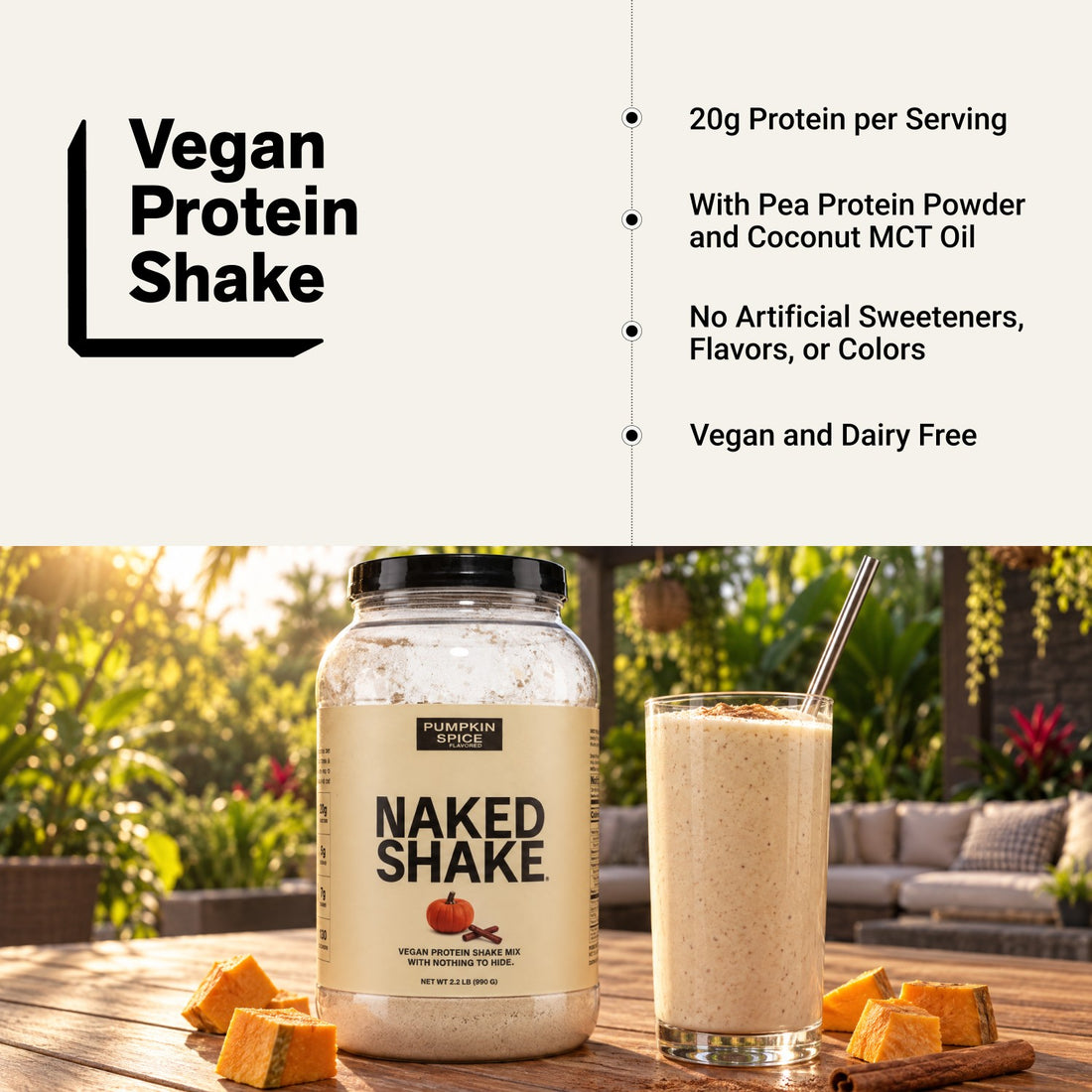 naked shake pumpkin spice vegan protein infographic