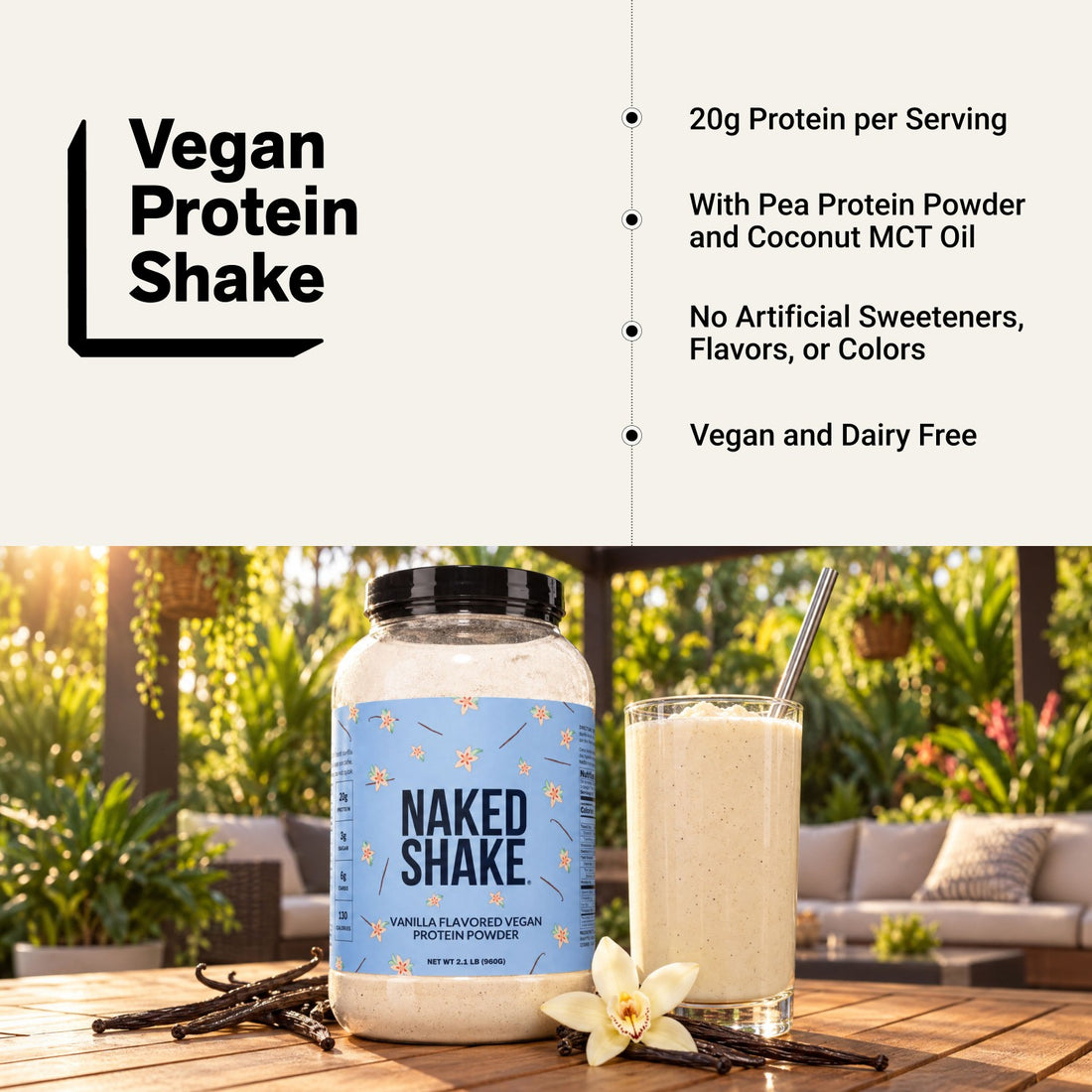 naked shake vanilla vegan protein infographic