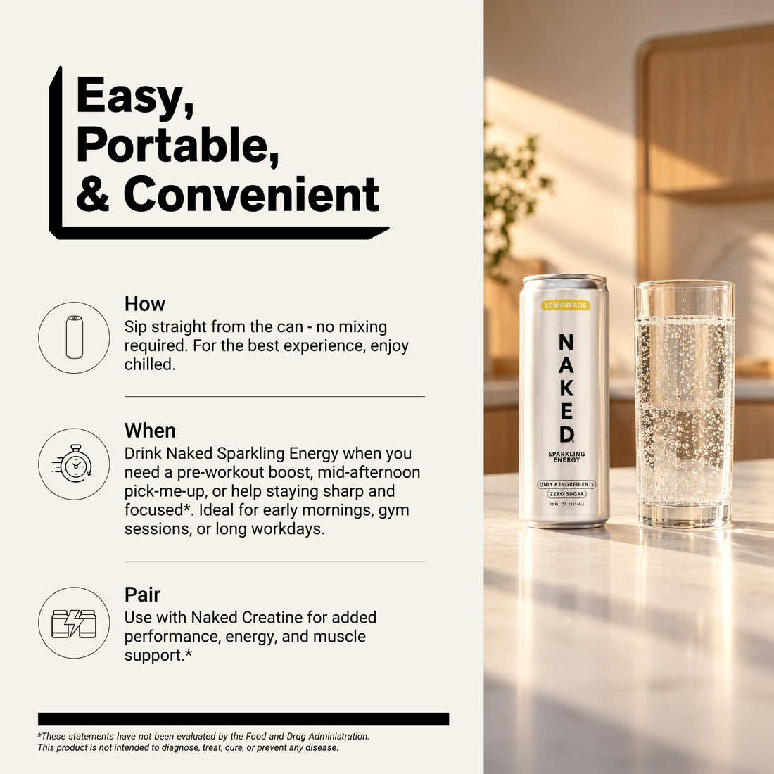 naked sparkling energy lemonade serving directions