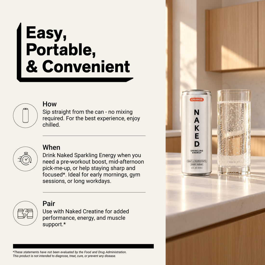 naked sparkling energy orange serving directions