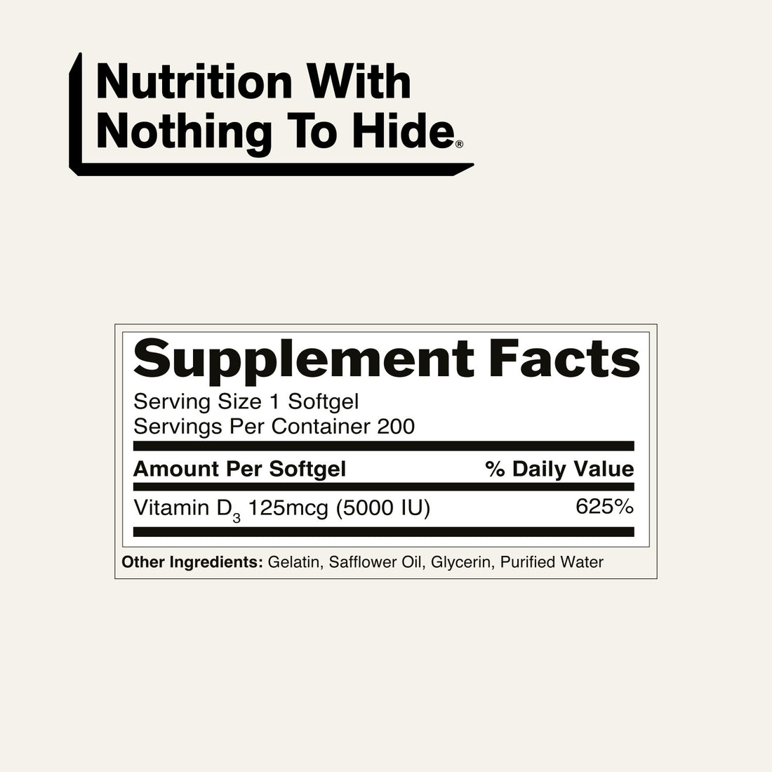 naked vitamin d3 supplement facts and ingredients