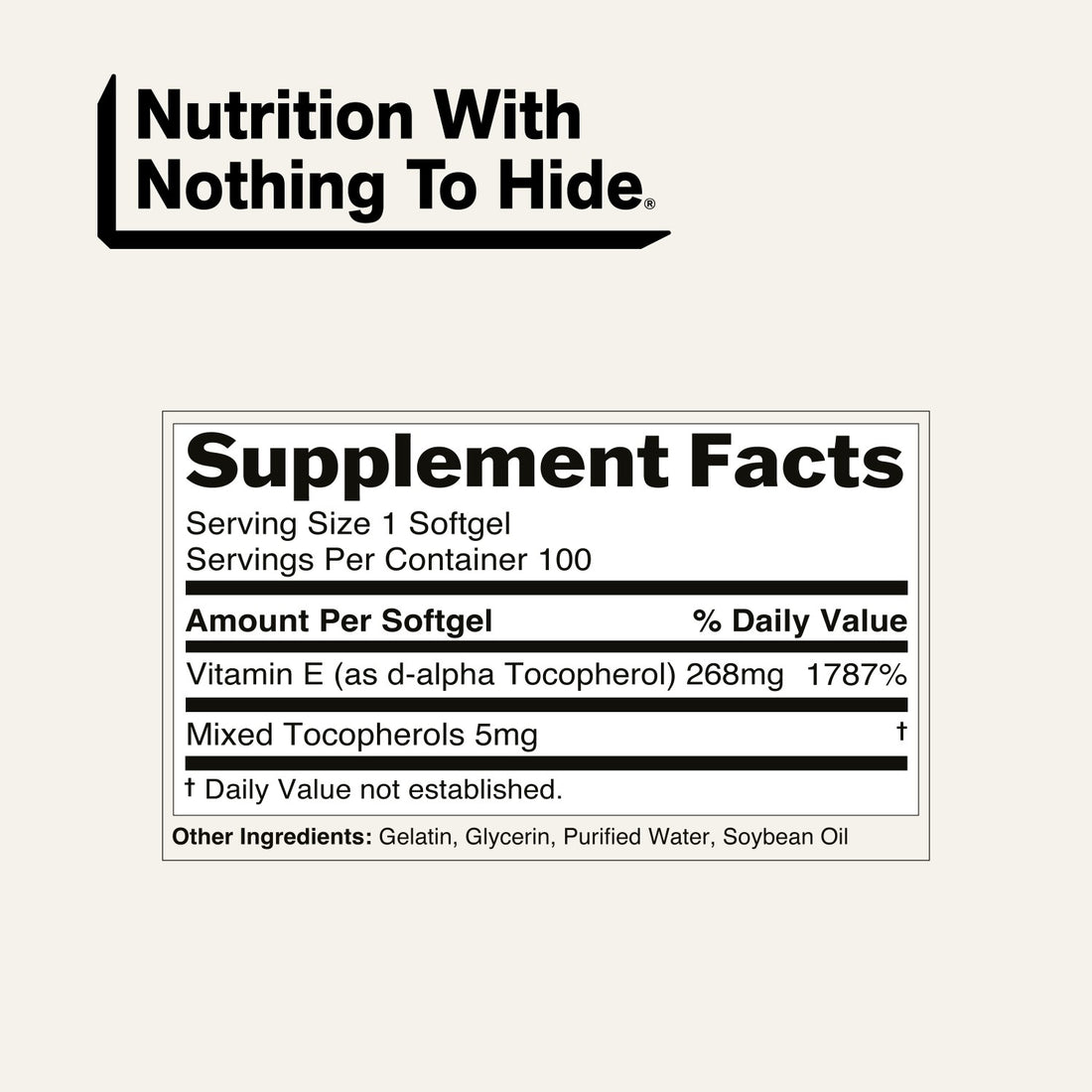 naked vitamin e supplement facts and ingredients