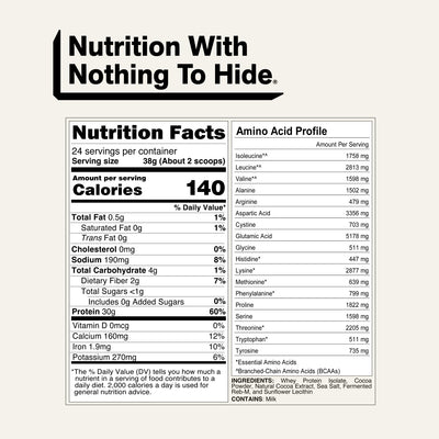 naked whey iso chocolate nutrition facts and amino acid profile