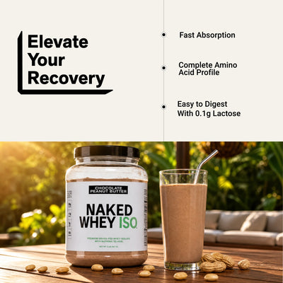 naked whey iso chocolate peanut butter recovery infographic