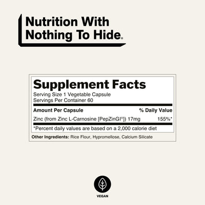 naked zinc carnosine supplement facts and ingredients