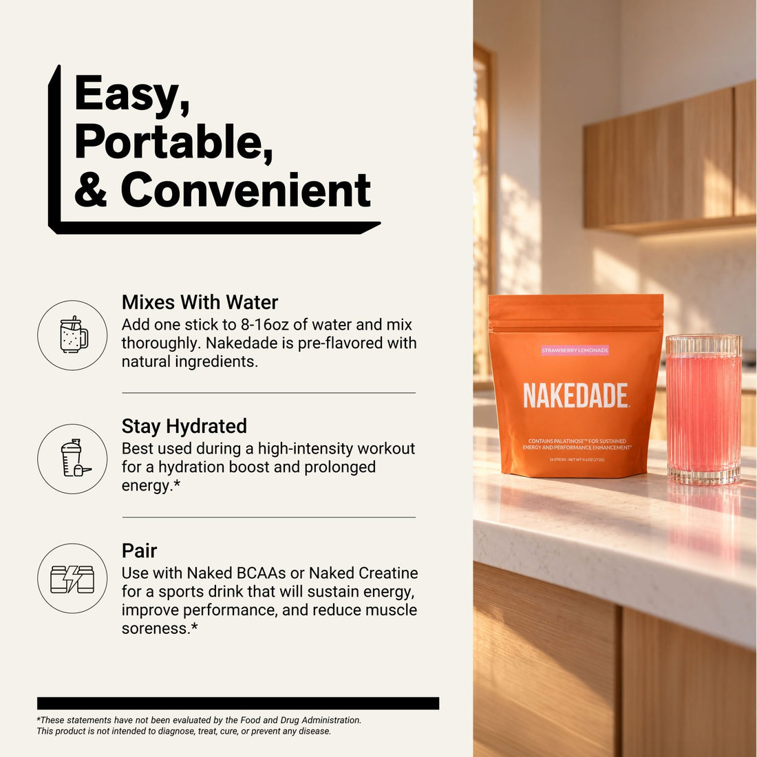 nakedade strawberry lemonade electrolyte powder mixing directions