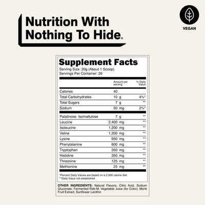nutrition facts amino acids supplement eaa powder