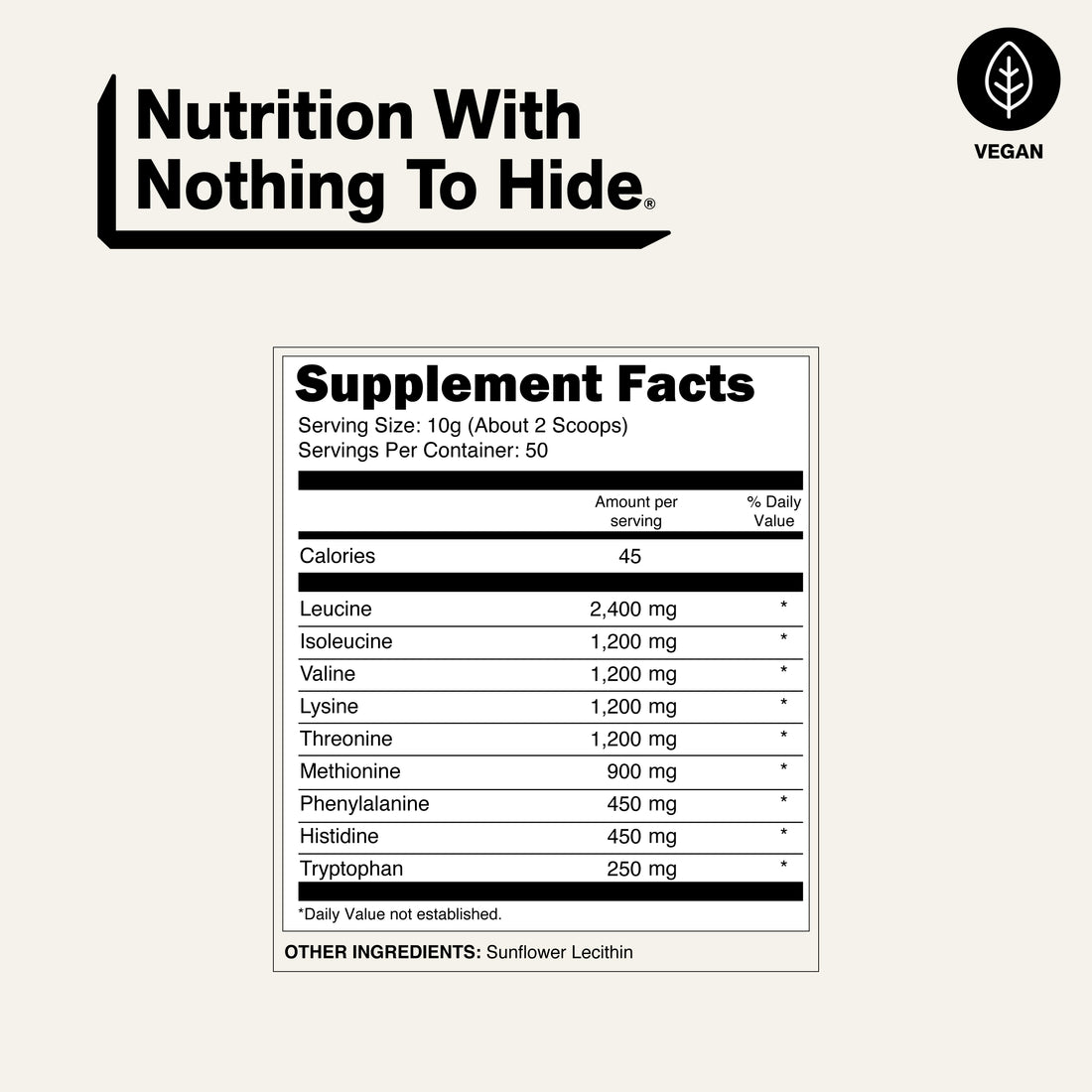 nutrition facts amino acids supplement eaa powder