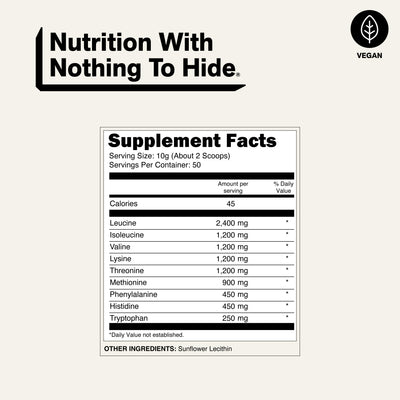 nutrition facts amino acids supplement eaa powder