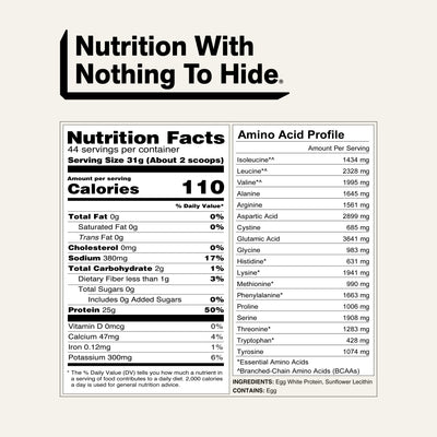 nutrition facts egg powder protein