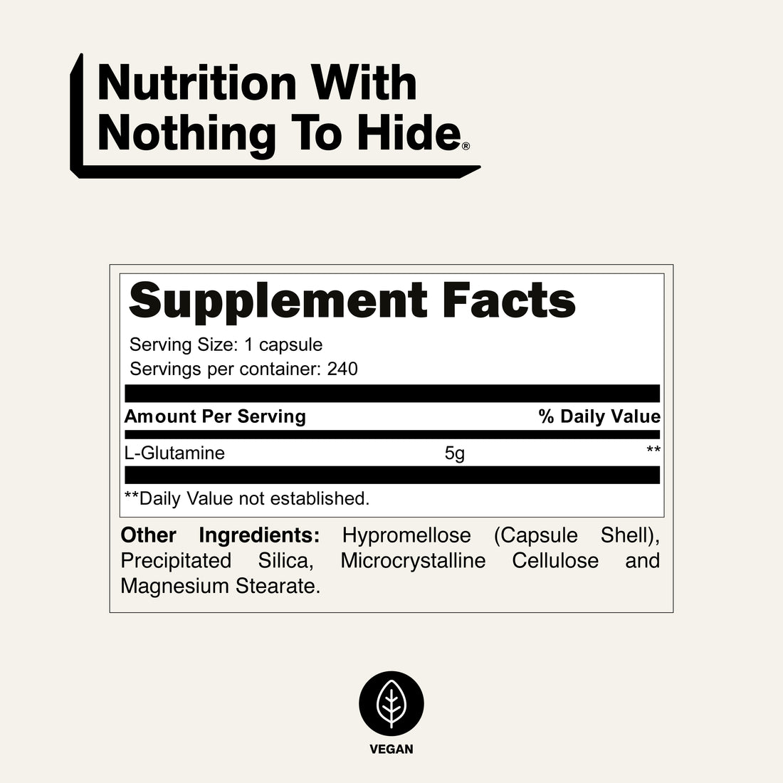 nutrition facts l glutamine capsule