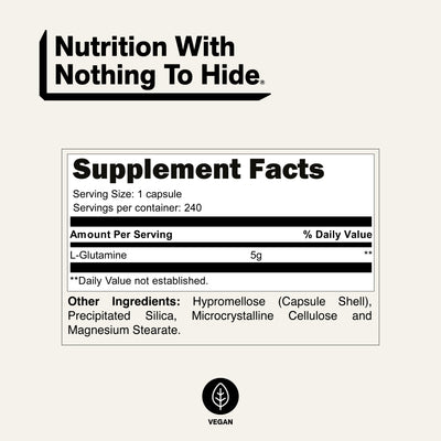 nutrition facts l glutamine capsule