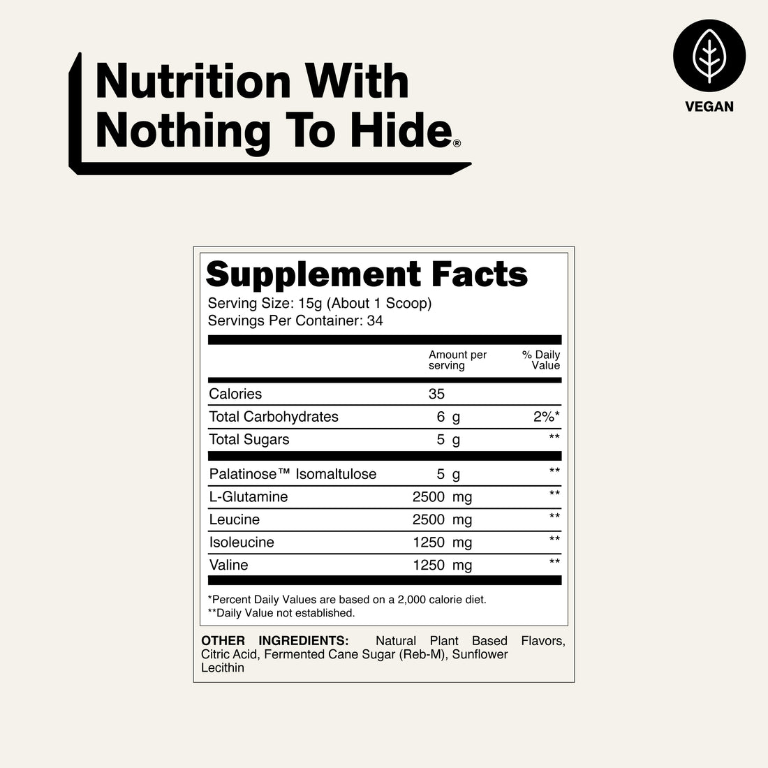 nutrition facts vegan BCAA