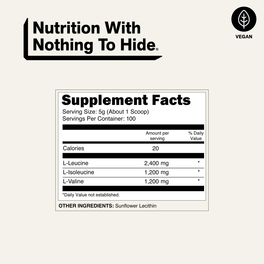 Vertakte-keten aminozuren | Naked BCAA's - 100 porties