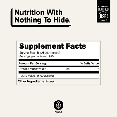 supplement facts cleanest formula clean creatine powder unflavored