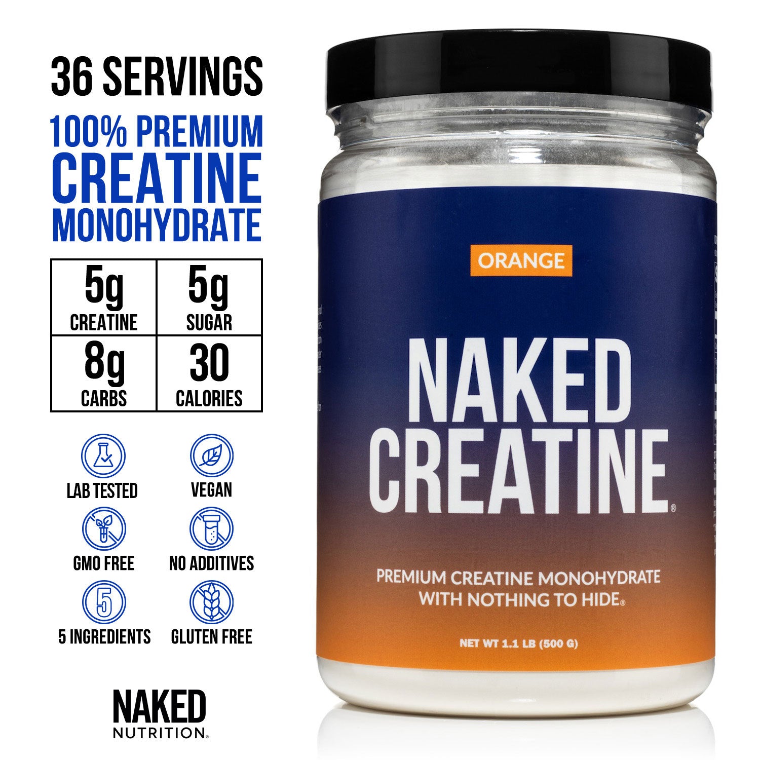 Orange Creatine Monohydrate Powder | Naked Creatine - 1.1LB - Image 3