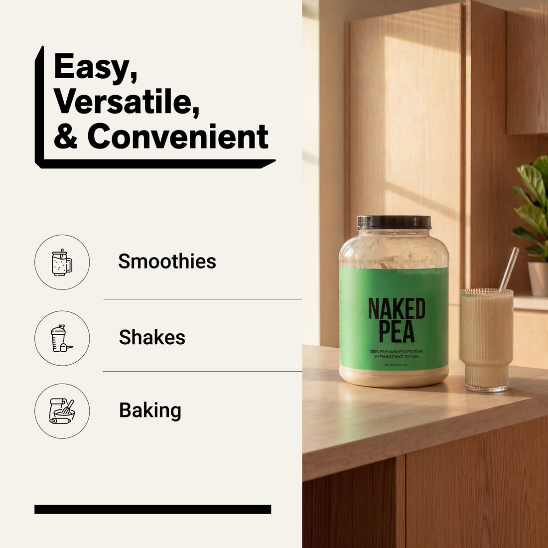 pea protein smoothies shakes baking