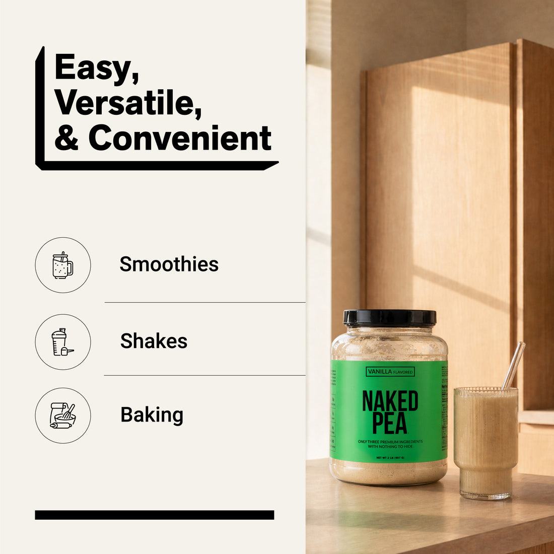 pea protein powder smoothies shakes baking