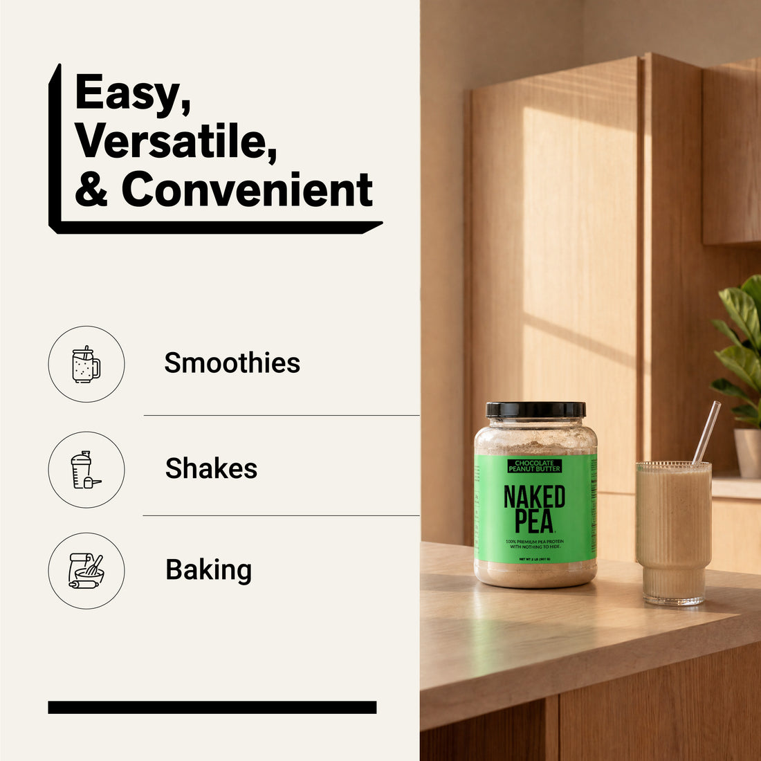 pea protein powder smoothies shakes baking
