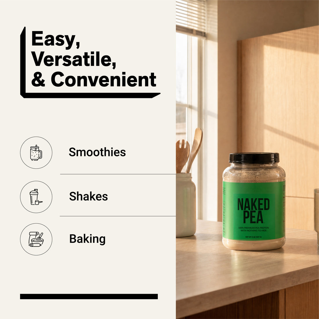 pea protein powder smoothies shakes baking