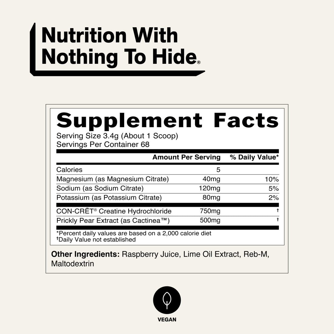 Naked Lean Creatine Raspberry Lime nutrition and ingredients.