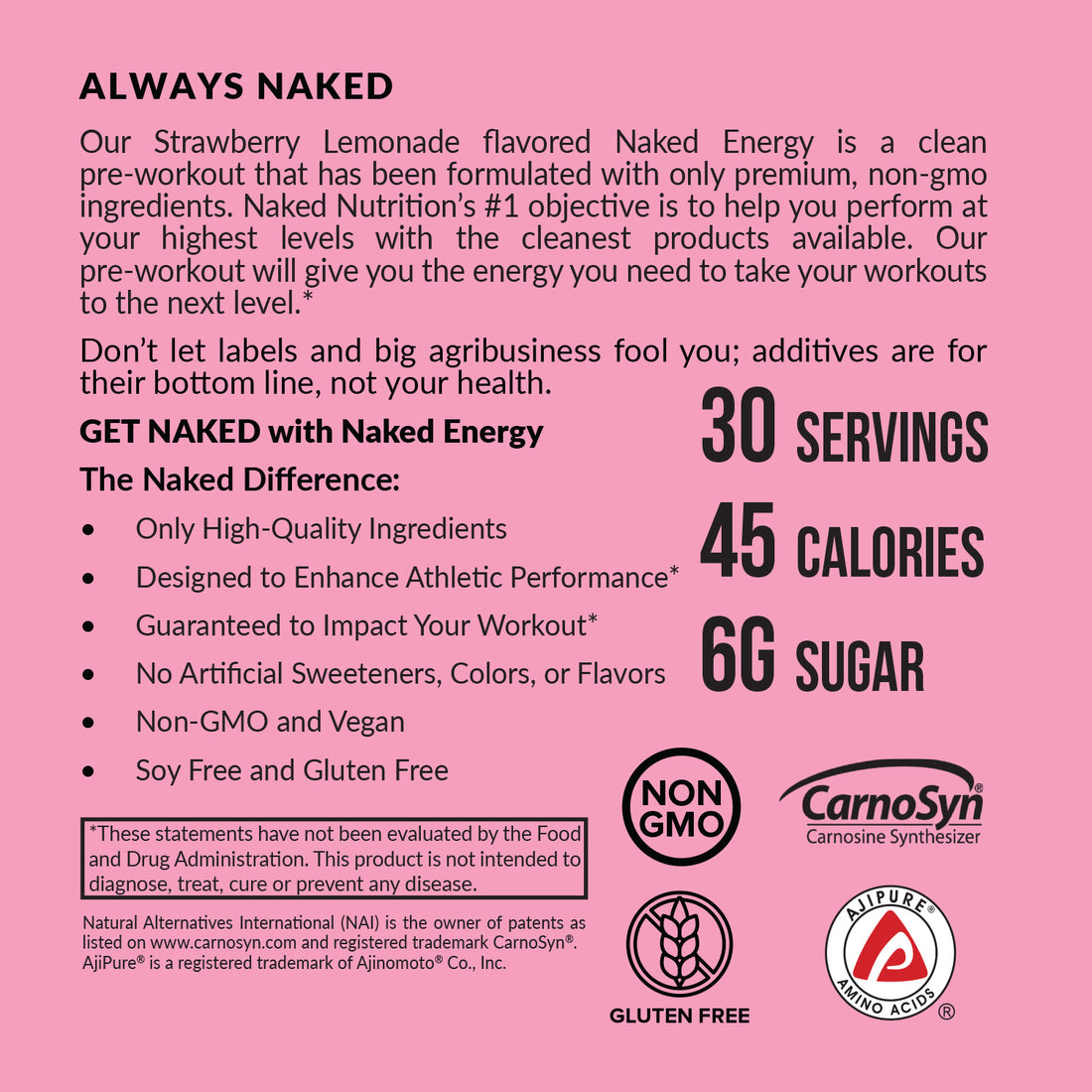 Integratore Pre-Allenamento Strawberry Lemonade | Naked Energy - 30 Porzioni