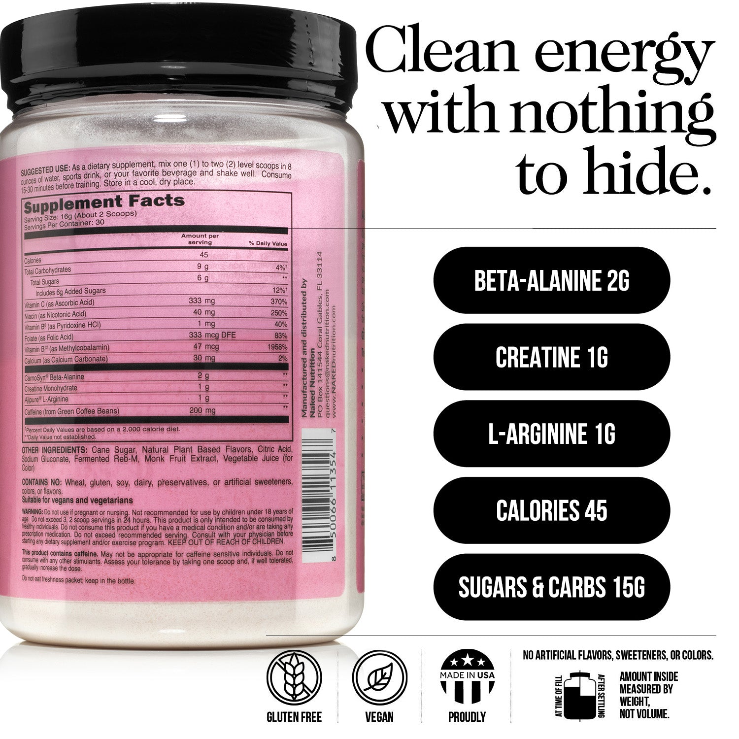 Strawberry Lemonade Pre Workout Supplement | Naked Energy - 30 Servings - Image 4