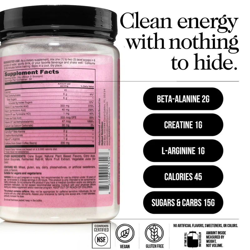 Strawberry Lemonade Pre Workout Supplement | Naked Energy - 30 Servings