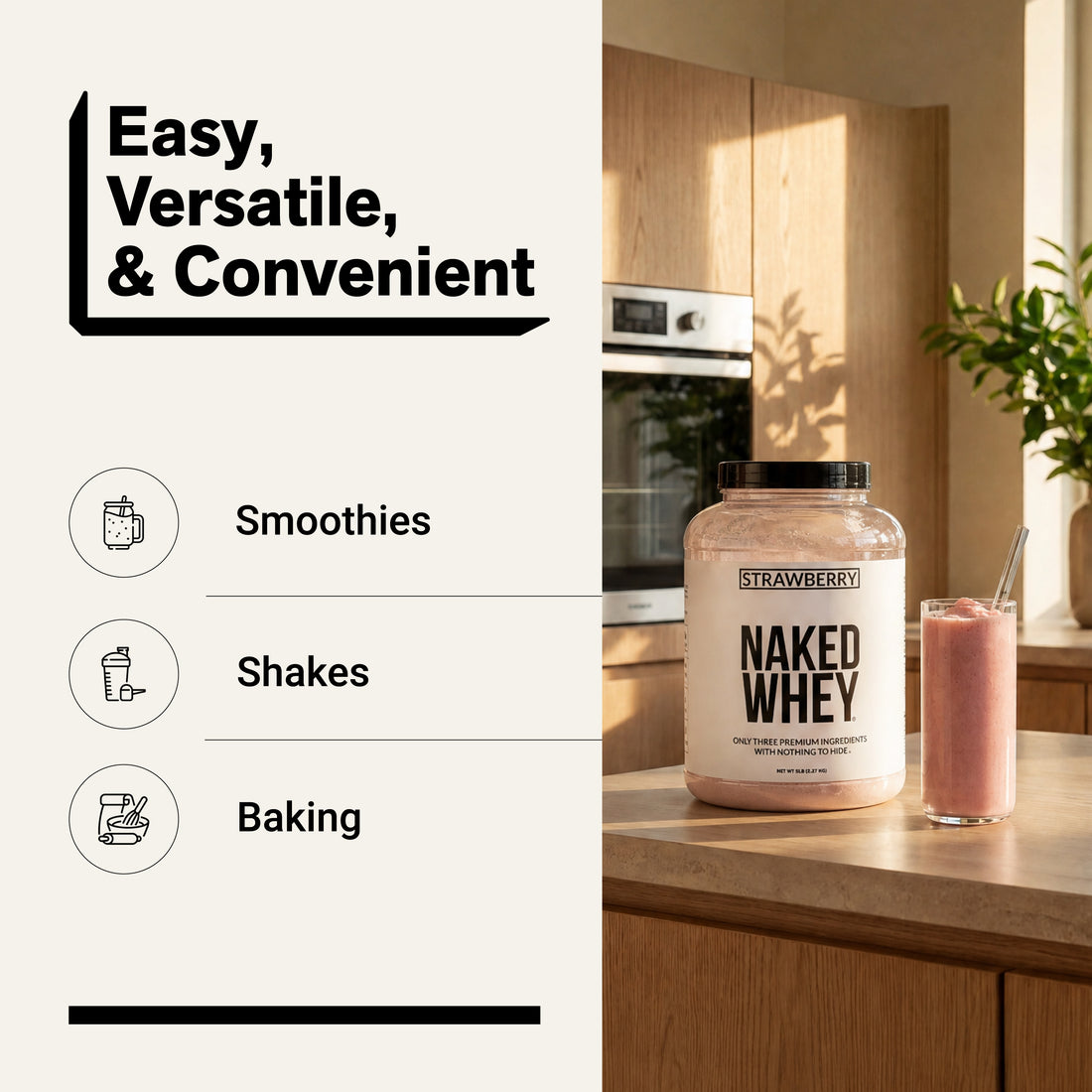 strawberry whey protein smoothies shakes baking
