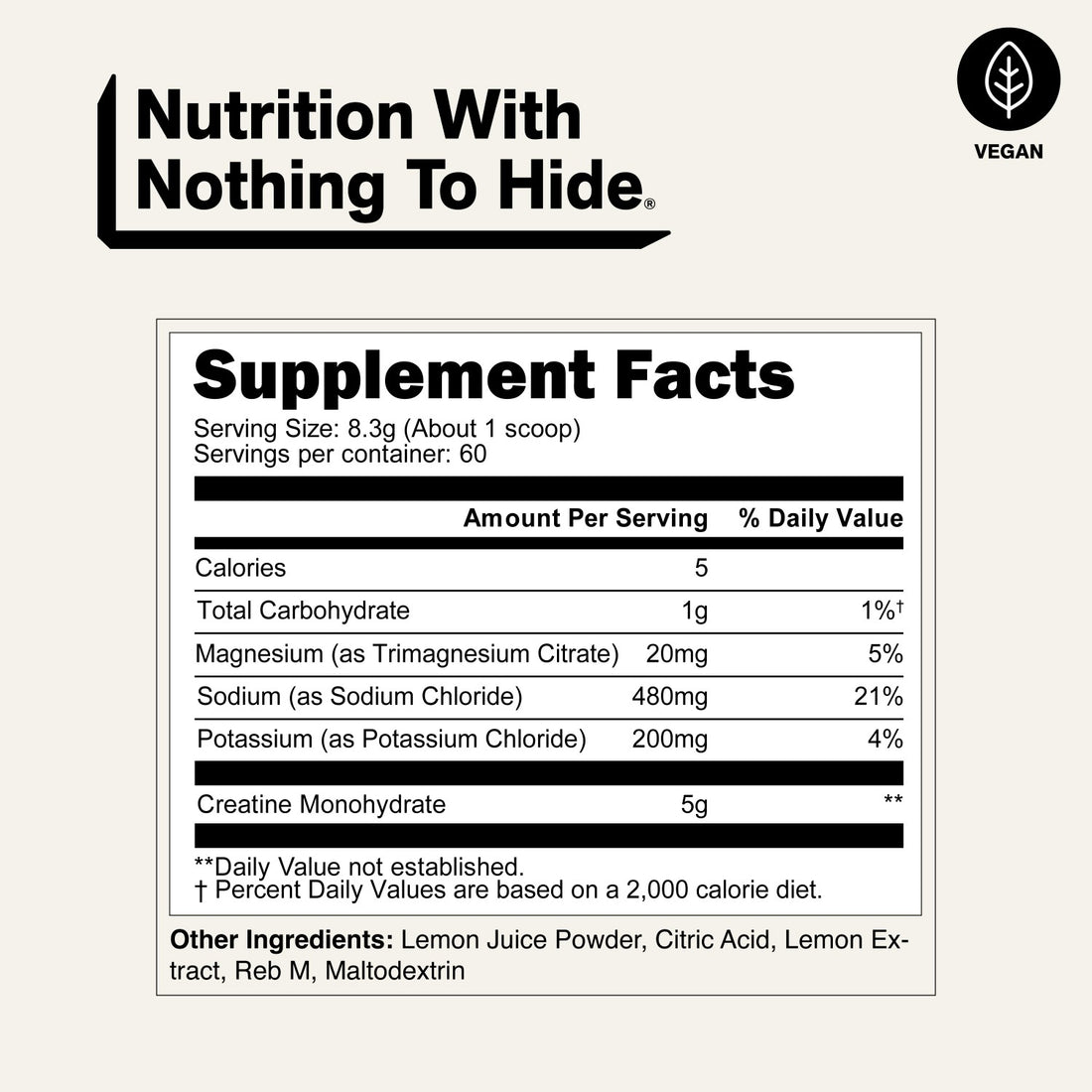 supplement facts lemon lime creatine monohydrate