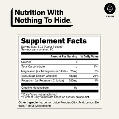 supplement facts lemon lime creatine monohydrate
