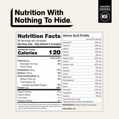 nsf certified whey protein nutrition facts