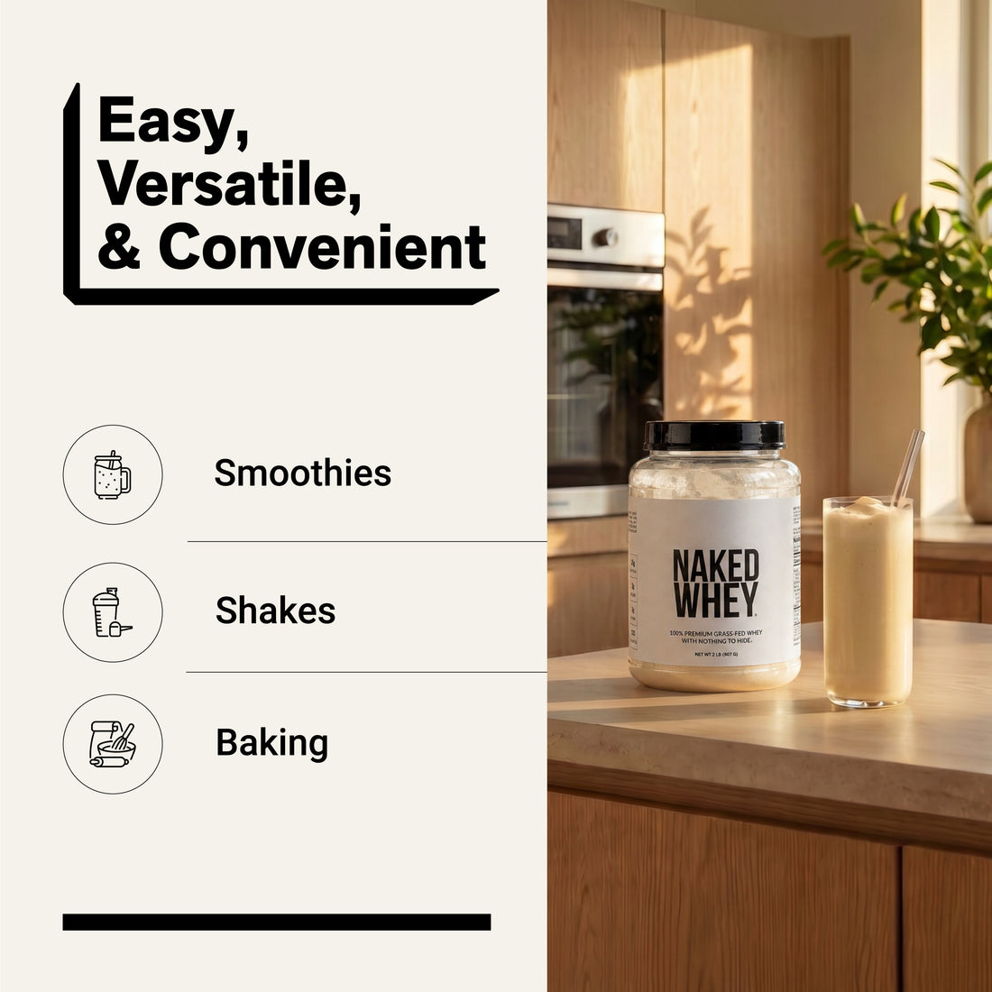 grass fed whey smoothies shakes baking 