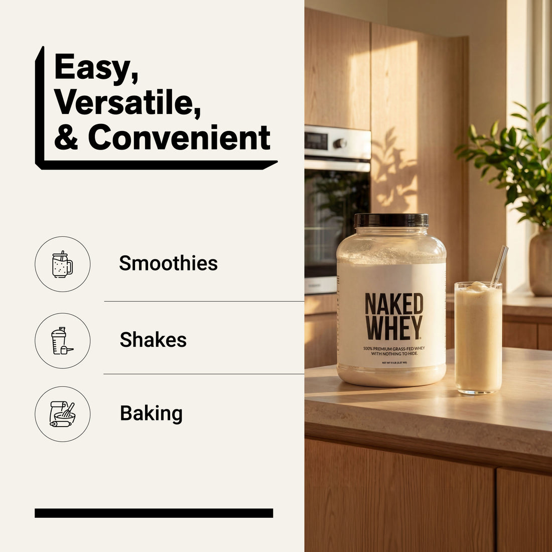 unflavored whey protein smoothies shakes baking
