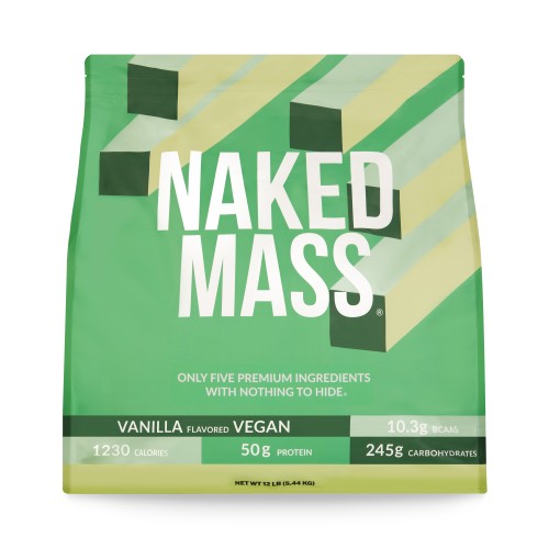 Suplemento vegano para aumentar de peso con sabor a vainilla | Naked Vegan Mass - 8 libras 
