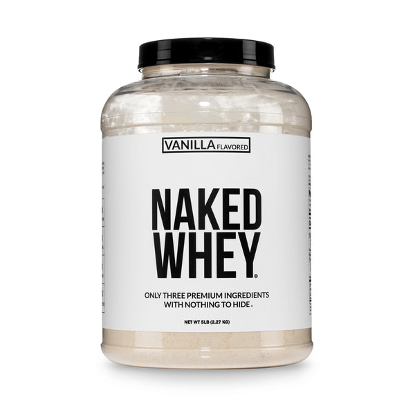 Naked Nutrition Vanilla Whey Protein powder container