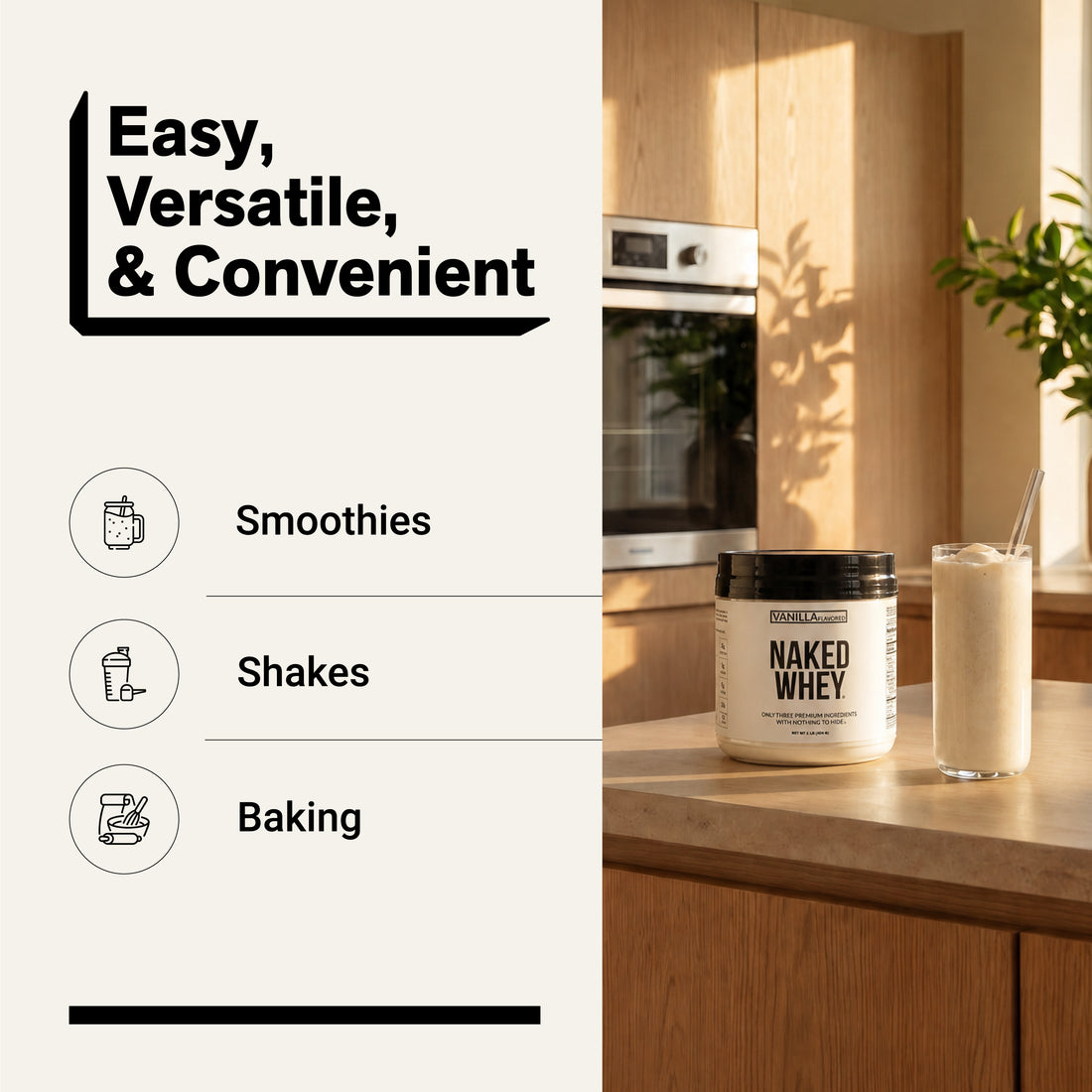 vanilla whey protein smoothies shakes baking
