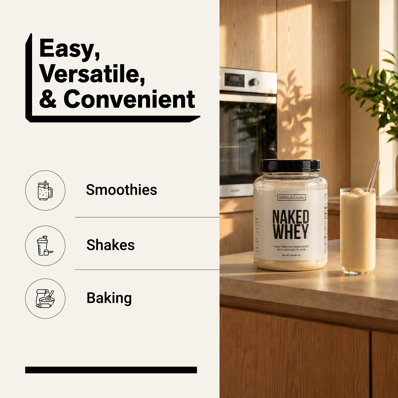 vanilla whey protein smoothies shakes baking