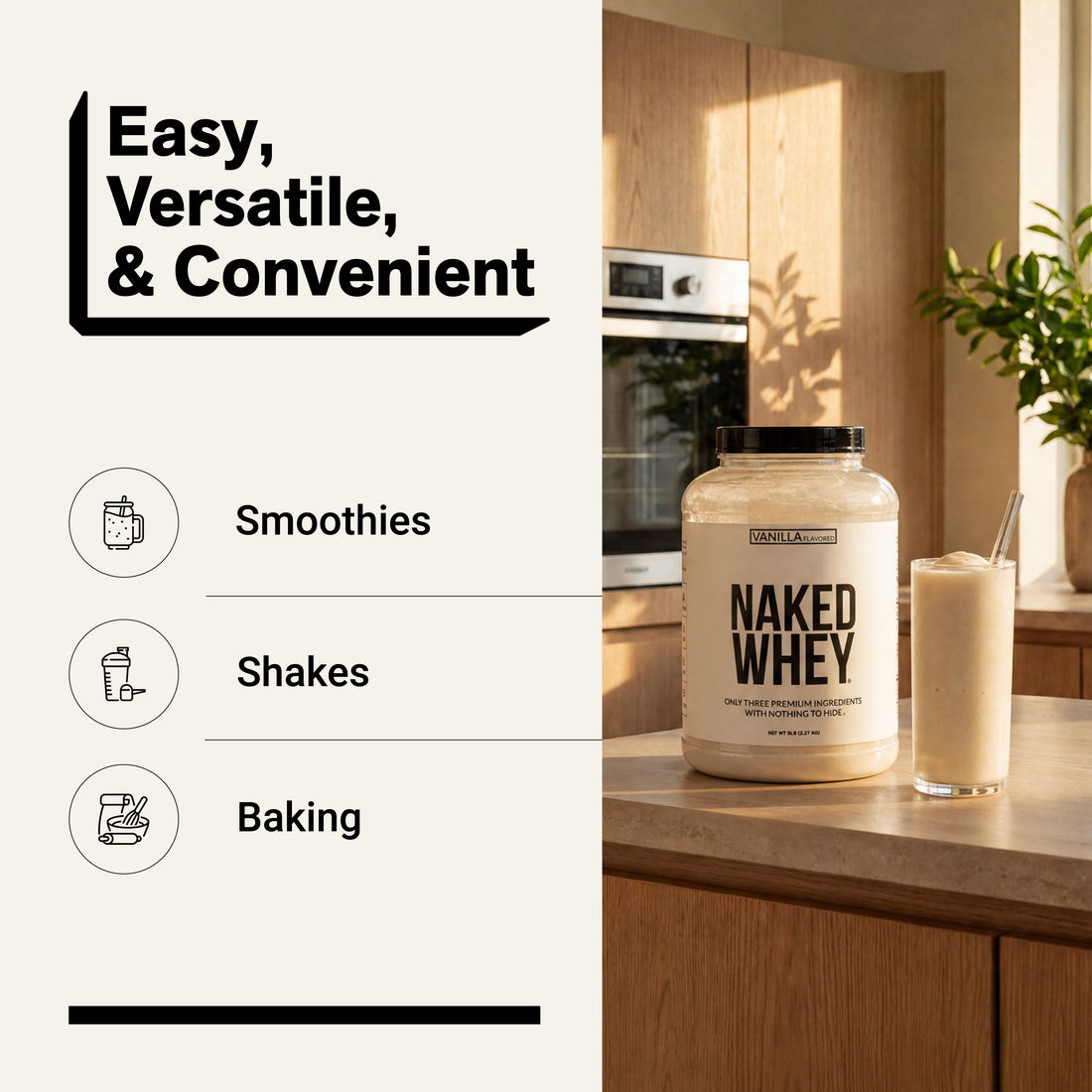 vanilla whey protein smoothies shakes baking