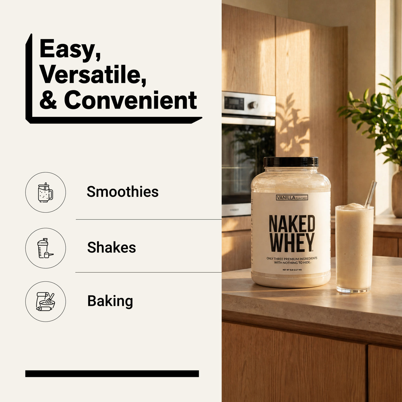 vanilla whey protein smoothies shakes baking